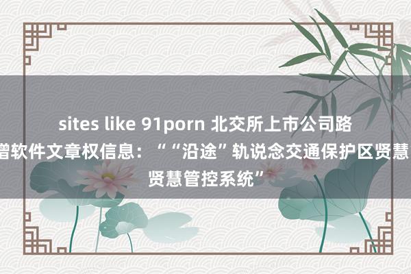 sites like 91porn 北交所上市公司路桥信息新增软件文章权信息：““沿途”轨说念交通保护区贤慧管控系统”