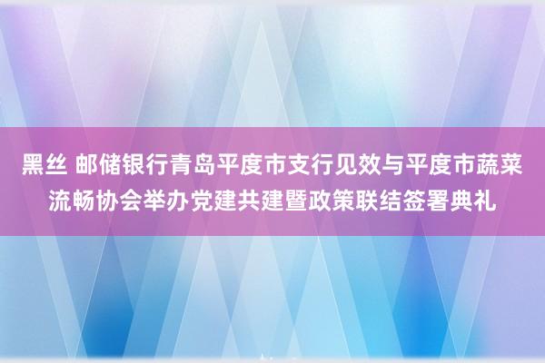 黑丝 邮储银行青岛平度市支行见效与平度市蔬菜流畅协会举办党建共建暨政策联结签署典礼