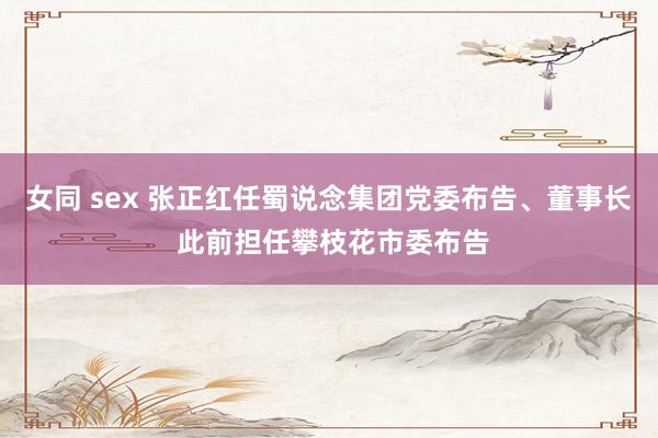 女同 sex 张正红任蜀说念集团党委布告、董事长 此前担任攀枝花市委布告