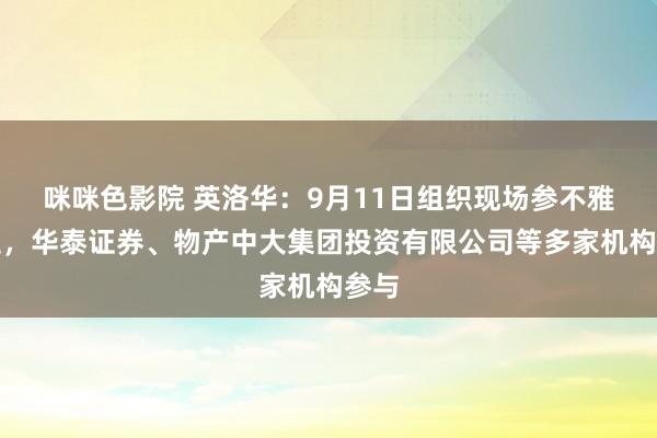 咪咪色影院 英洛华：9月11日组织现场参不雅举止，华泰证券、物产中大集团投资有限公司等多家机构参与