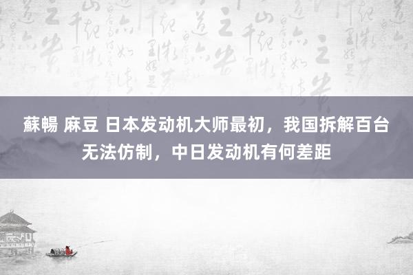 蘇暢 麻豆 日本发动机大师最初，我国拆解百台无法仿制，中日发动机有何差距