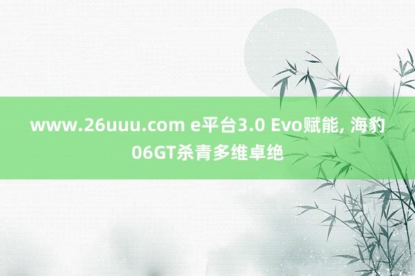 www.26uuu.com e平台3.0 Evo赋能， 海豹06GT杀青多维卓绝