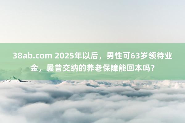 38ab.com 2025年以后，男性可63岁领待业金，曩昔交纳的养老保障能回本吗？