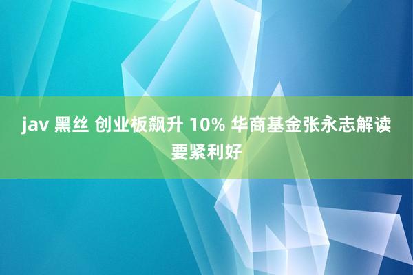 jav 黑丝 创业板飙升 10% 华商基金张永志解读要紧利好