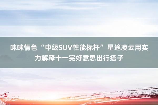 咪咪情色 “中级SUV性能标杆” 星途凌云用实力解释十一完好意思出行搭子