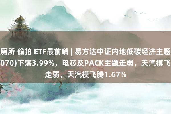 厕所 偷拍 ETF最前哨 | 易方达中证内地低碳经济主题ETF(516070)下落3.99%，电芯及PACK主题走弱，天汽模飞腾1.67%