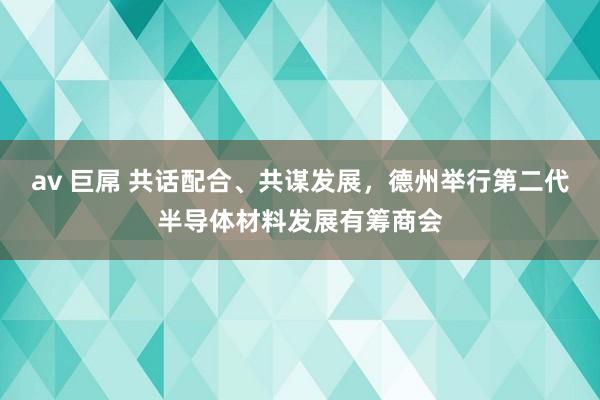 av 巨屌 共话配合、共谋发展，德州举行第二代半导体材料发展有筹商会