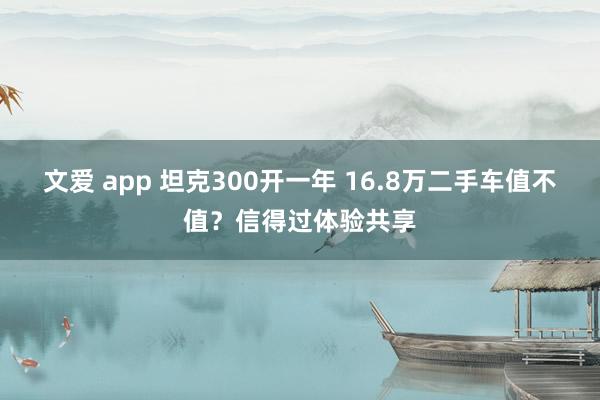 文爱 app 坦克300开一年 16.8万二手车值不值？信得过体验共享