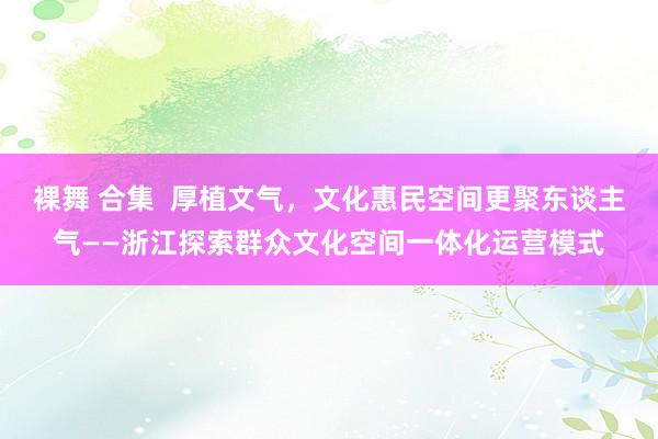 裸舞 合集  厚植文气，文化惠民空间更聚东谈主气——浙江探索群众文化空间一体化运营模式