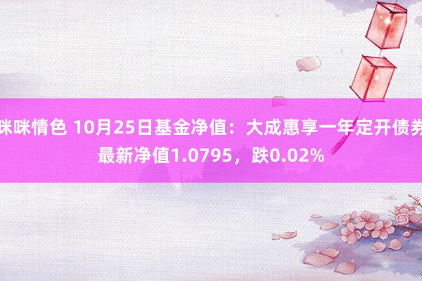 咪咪情色 10月25日基金净值：大成惠享一年定开债券最新净值1.0795，跌0.02%