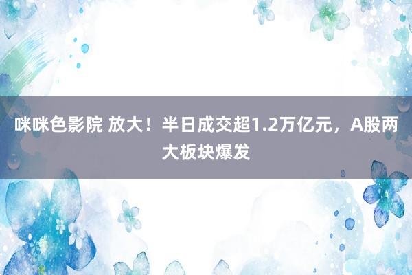 咪咪色影院 放大！半日成交超1.2万亿元，A股两大板块爆发