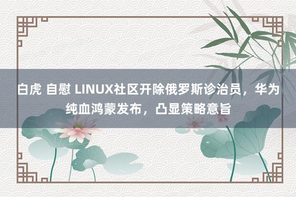 白虎 自慰 LINUX社区开除俄罗斯诊治员，华为纯血鸿蒙发布，凸显策略意旨