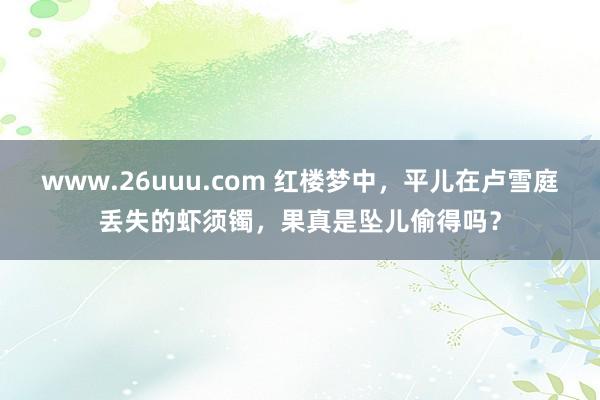 www.26uuu.com 红楼梦中，平儿在卢雪庭丢失的虾须镯，果真是坠儿偷得吗？