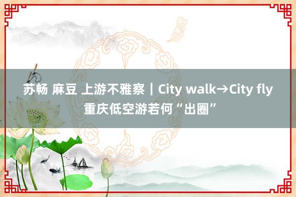 苏畅 麻豆 上游不雅察｜City walk→City fly 重庆低空游若何“出圈”