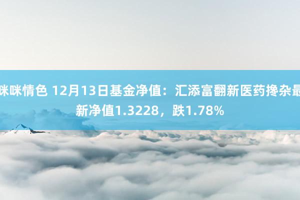 咪咪情色 12月13日基金净值：汇添富翻新医药搀杂最新净值1.3228，跌1.78%