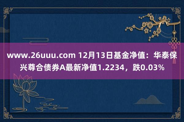 www.26uuu.com 12月13日基金净值：华泰保兴尊合债券A最新净值1.2234，跌0.03%