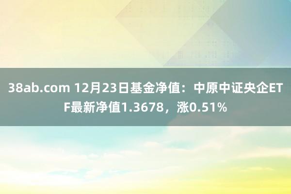 38ab.com 12月23日基金净值：中原中证央企ETF最新净值1.3678，涨0.51%