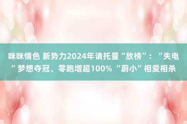 咪咪情色 新势力2024年请托量“放榜”：“失电”梦想夺冠、零跑增超100% “蔚小”相爱相杀