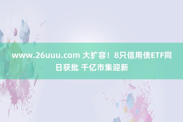 www.26uuu.com 大扩容！8只信用债ETF同日获批 千亿市集迎新