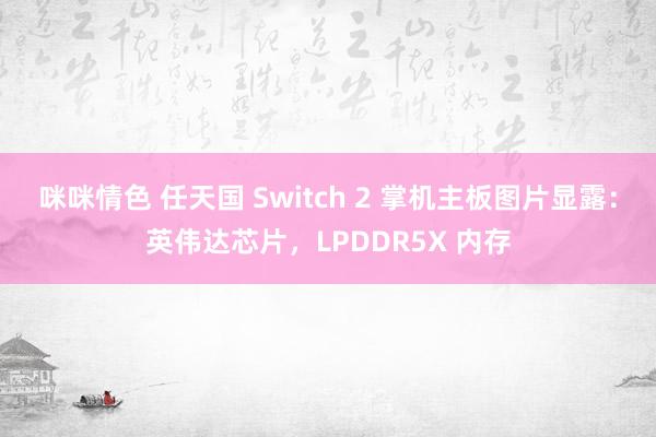 咪咪情色 任天国 Switch 2 掌机主板图片显露：英伟达芯片，LPDDR5X 内存