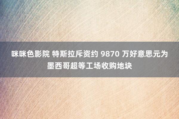 咪咪色影院 特斯拉斥资约 9870 万好意思元为墨西哥超等工场收购地块