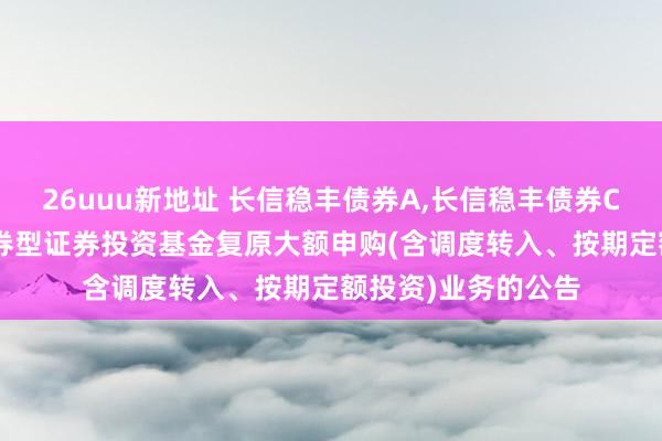 26uuu新地址 长信稳丰债券A，长信稳丰债券C: 对于长信稳丰债券型证券投资基金复原大额申购(含调度转入、按期定额投资)业务的公告