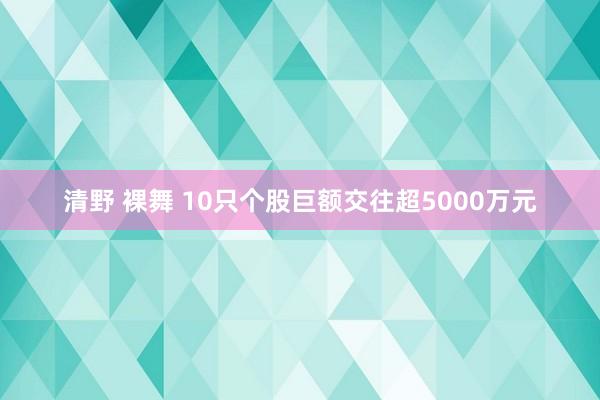 清野 裸舞 10只个股巨额交往超5000万元