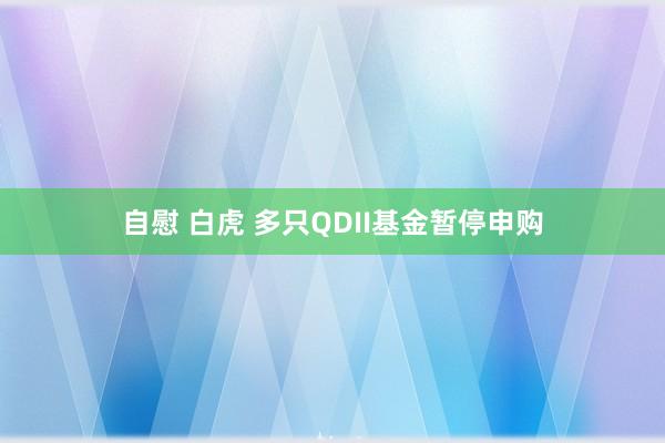 自慰 白虎 多只QDII基金暂停申购