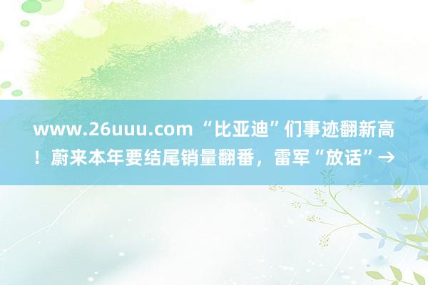 www.26uuu.com “比亚迪”们事迹翻新高！蔚来本年要结尾销量翻番，雷军“放话”→