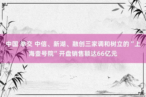 中国 拳交 中信、新湖、融创三家调和树立的“上海壹号院”开盘销售额达66亿元