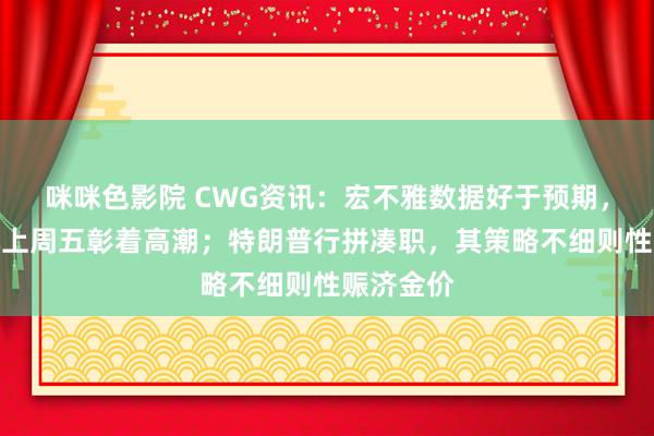 咪咪色影院 CWG资讯：宏不雅数据好于预期，好意思元上周五彰着高潮；特朗普行拼凑职，其策略不细则性赈济金价
