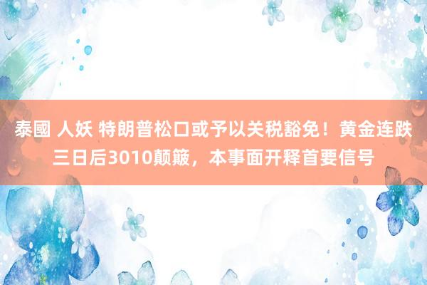 泰國 人妖 特朗普松口或予以关税豁免！黄金连跌三日后3010颠簸，本事面开释首要信号